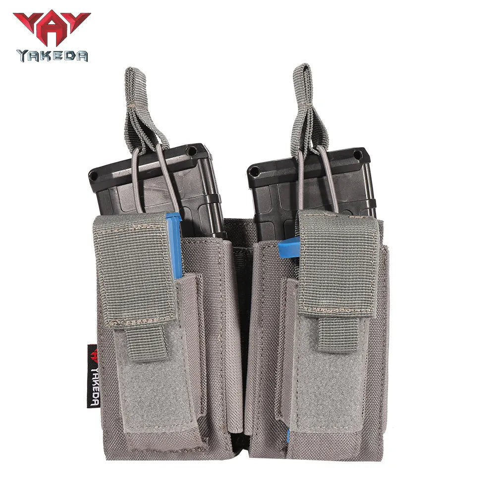 TL-807 Nylon Molle Double Pistol Mag Pouch Other Police Hunting Military AK Mag Holder Tactical - YAKEDA