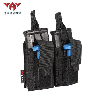 TL-807 Nylon Molle Double Pistol Mag Pouch Other Police Hunting Military AK Mag Holder Tactical - YAKEDA