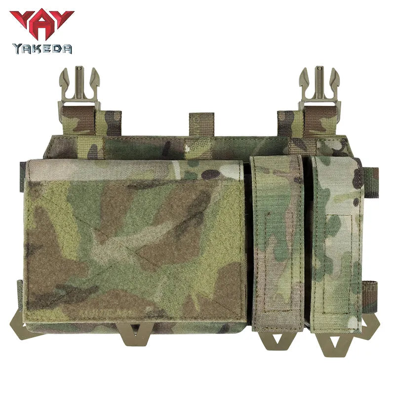 YKD-0202 YAKEDA Tactical Accessories Multifunctional Triple Front Panel Tactical Vest Chest Mount Nylon Side Pouch - YAKEDA