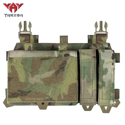 YKD-0202 YAKEDA Tactical Accessories Multifunctional Triple Front Panel Tactical Vest Chest Mount Nylon Side Pouch - YAKEDA