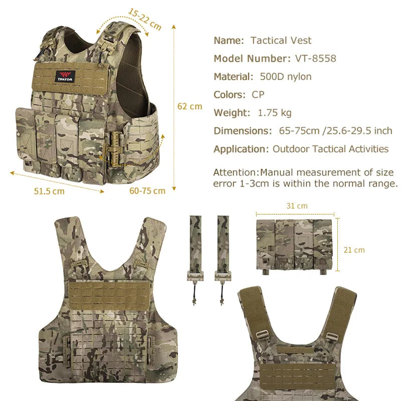 VT-8558 YAKEDA Camouflage Nylon Chaleco Tactico Combat MOLLE Plate Carrier Tactical Vest - YAKEDA