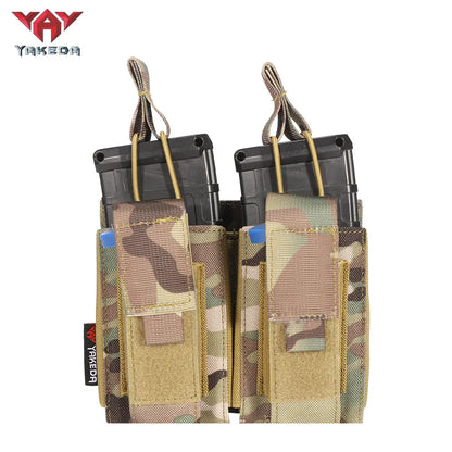 TL-807 Nylon Molle Double Pistol Mag Pouch Other Police Hunting Military AK Mag Holder Tactical - YAKEDA