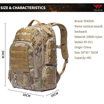 KF-011 Yakeda Outdoor Equipment Backpack All Terrain Camouflage Multicam Army Fan Bag Water Repellent Tactical Backpack - YAKEDA